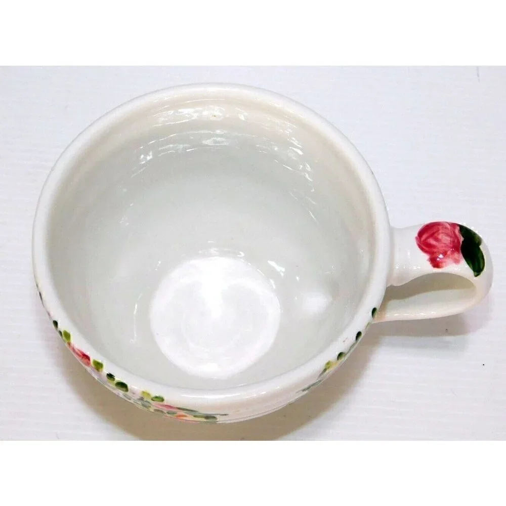 TABLETOPS UNLIMITED 16 oz coffee, tea cup, Spring Garden with vintage spoon